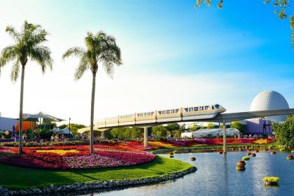 EPCOT monorail and gardens in Orlando